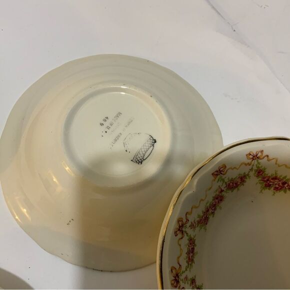 Edwin M.Knowles Semi Vitreous Vtg Wild Rose 5”  bowl Set of 4 Fruit/Dessert Bowl - Picture 5 of 9